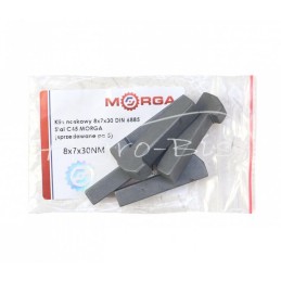 10 vnt - Pleištas antgaliui 8x7x30 DIN 6885, plienas C45, MORGA , - 8x7x30NM