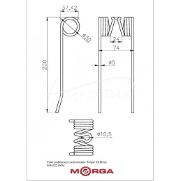 10 vnt - Paėmimo pirštas 0940522100, milteliniu būdu dažytas Welger MORGA - 0940522100M