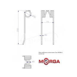10 vnt - Paėmimo pirštas 8214211, 8603510, milteliniu būdu dažytas Claas MORGA presas - 8214211M
