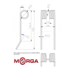 10 vnt - „New Holland MORGA“ milteliniu būdu dažytas rinktuvo pirštas - 80131673M