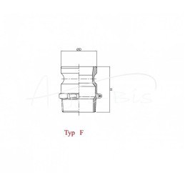 10 vnt - „Camlock“ jungties greito prijungimo kištukas, F tipo, aliuminis, 1/2 colio x 13 mm, PZL HYDRAL - ZCF13H
