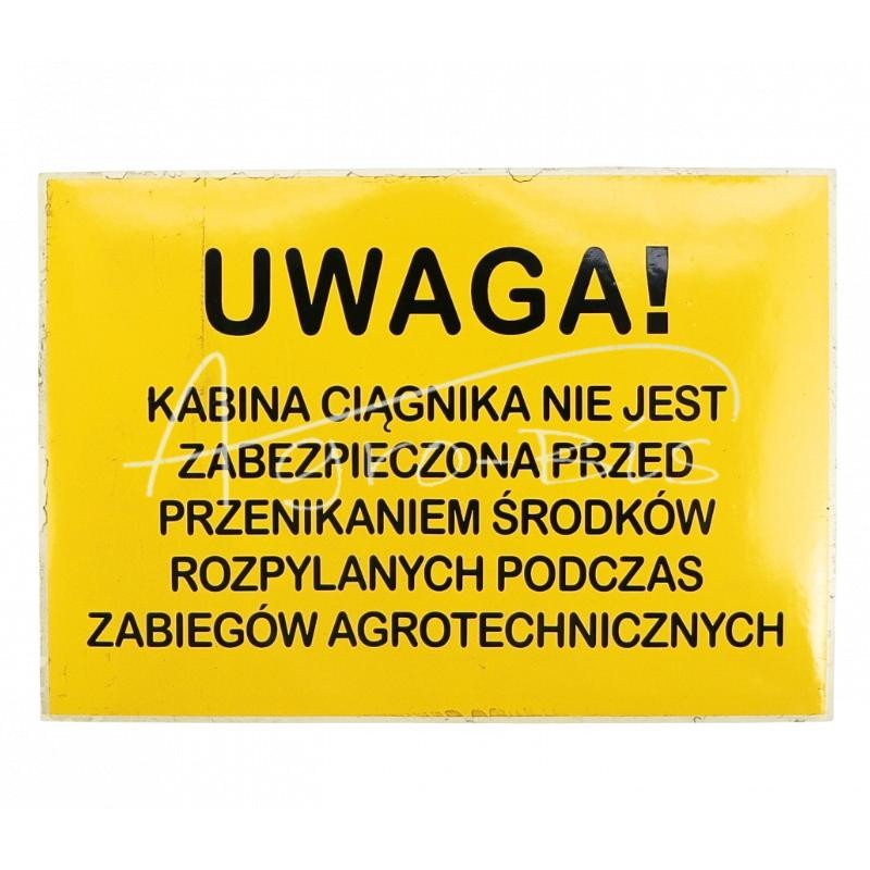 20 vnt - Ženklas „Traktoriaus kabina nėra pritvirtinta“ - ZNAKKABINA