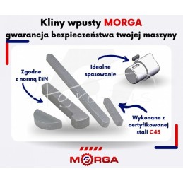 20 vnt - Prizminis raktas 10x8x35 DIN 6885 plienas C45 MORGA - 10x8x35M