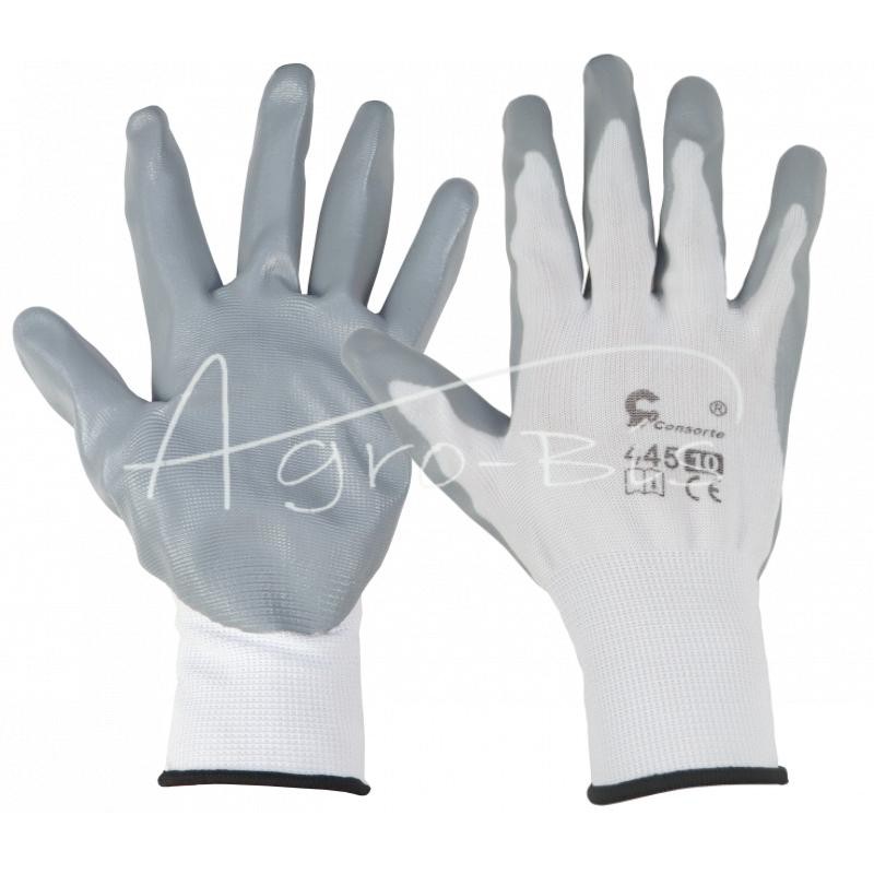 20 vnt - Apsauginės pirštinės su neslystančia nitrilo danga, 8 dydis - GNT/8