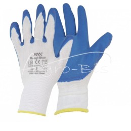 20 vnt - Pirštinės iš elastingo audinio, padengto šiurkščiu, raukšlėtu lateksu, su riešo atvartu, 9 dydis, mėlynos - RON9