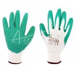 20 vnt - Pirštinės iš elastingo audinio, padengto šiurkščiu, klostuotu lateksu, su riešo atvartu, 11 dydis, žalios - REDR11