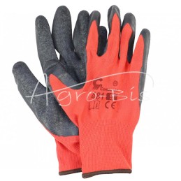 20 vnt - Pirštinės iš elastingo audinio, padengto šiurkščiu, raukšlėtu lateksu, su riešo atvartu, 9 dydis, raudonos - REDCZ9