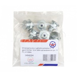 20 vnt - Tepimo antgalis su plokščia galvute FI-16 sriegiu M10x1 DIN 3404, parduodamas 10 vnt. pakuotėje PZL HYDRAL - 340410H