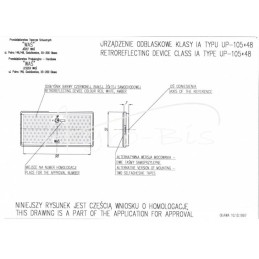20 vnt - Oranžinis stačiakampis atšvaitas, klijuotas, 105x48mm, UP105x48, klijuotas - UP40T/P