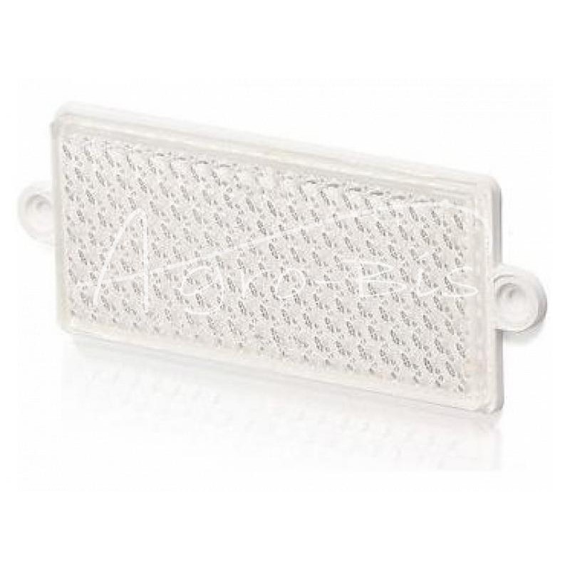 20 vnt - Baltas stačiakampis atšvaitas, tvirtinimo kilpelė UP105X48, varžtų atstumas 116 mm - 49U