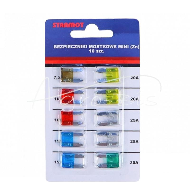 20 vnt - Mini plokštelinių saugiklių rinkinys, 10 vnt. - KBPM