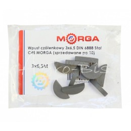 20 vnt - Medinis raktas 3x6,5 DIN 6888, plienas C45, MORGA - 3x6,5M