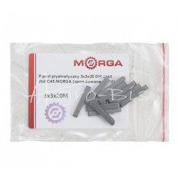 50 vnt - Prizminis raktas 3x3x20 DIN 6885 plienas C45 MORGA - 3x3x20M