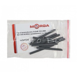 50 vnt - Prizminis raktas 3x3x40 DIN 6885 plienas C45 MORGA - 3x3x40M