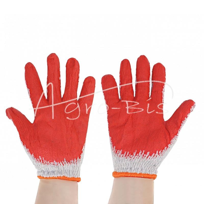 50 vnt - Megztos pirštinės su latekso danga ir rankogaliu, raudonos - 70040501