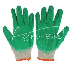 50 vnt - Megztos pirštinės su latekso danga ir rankogaliu, žalios - REK24231