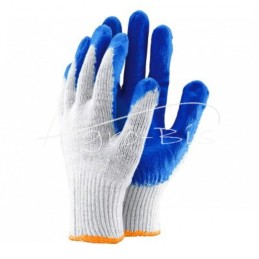50 vnt - Megztos pirštinės su latekso danga ir rankogaliu, mėlynos - RUN