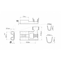 250 vnt - Kampinis įvorės dangtelis H-2,5 6,3x0,8 1,0-2,5 GB0,38 L13,5 ELMOT - H-2.5