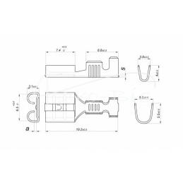 300 vnt - F-2.5 moteriškas lizdas su jungtimi 6.3x0.8 1.0-2.5 GB0.38 L19.2 ELMOT, - F-2.5