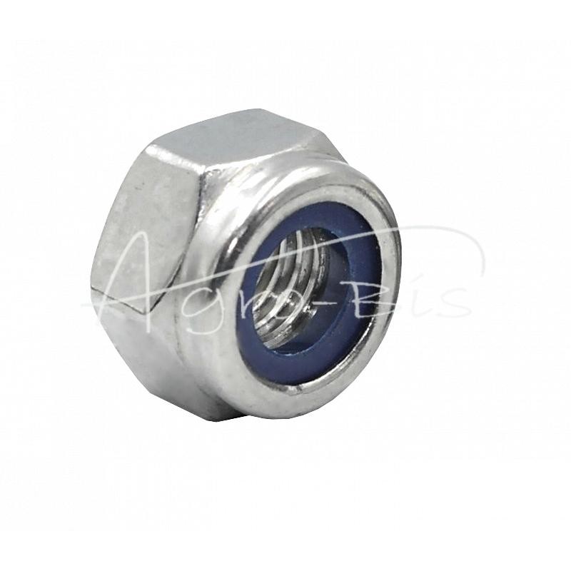 100 vnt - M4 savaime užsifiksuojanti veržlė su poliamido įdėklu DIN985, baltai cinkuota - M4 DIN985