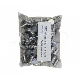 100 vnt - Aliumininė plokščia vamzdinė kniedė 5x9 DIN7338 , - NIT5x9/A