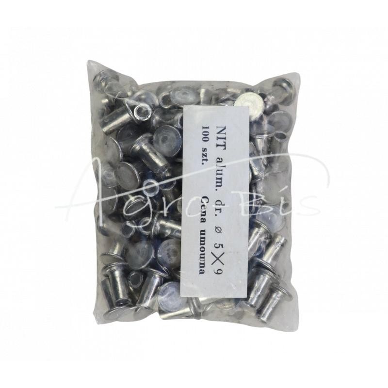 100 vnt - Aliumininė plokščia vamzdinė kniedė 5x9 DIN7338 , - NIT5x9/A