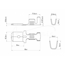 100 vnt - Įdėklo dangtelis 6,3x0,8 1,0–2,5 GB0,37 L19,0 ELMOT - M-2.5