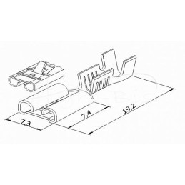 100 vnt - F-2.5 moteriškas lizdas su FZ 6.3x0.8 1.0-2.5 GB0.35 L19.2 fiksatoriumi ELMOT, - F-2.5U