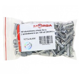 100 vnt - Aliuminio plokščia kniedė 5x18 , MORGA - NIT5x18.AM
