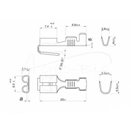100 vnt - I-2.5 dvigubos įvorės dangtelis 6.3x0.8 1.0-2.5 GB0.38 L20.0 ELMOT - 2.5-I