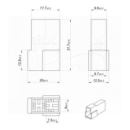 100 vnt - OWD MC 6.3 V2 2P „T“ jungties korpusas ELMOT - OK-6