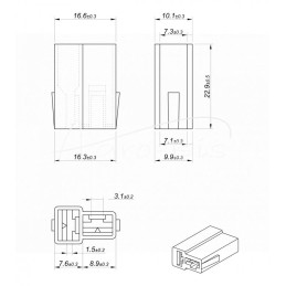 100 vnt - ONP MC 6.3 V2 2P „T“ jungties korpusas ELMOT - OK-1
