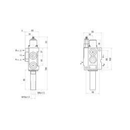 sekcijos hidraulinis skirstytuvas 40L su stūmoklio sekcija, valdoma trosu arba strypu