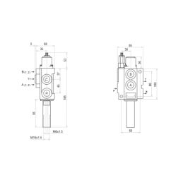 1 sekcijos hidraulinis skirstytuvas 40L, valdomas trosu, su skląsčio slankikliu