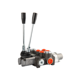 Hidraulinis skirstytuvas, 2 sekcijų, 40L, viena sekcija su fiksatoriumi, viena kryptimi į priekį