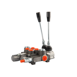 Hidraulinis skirstytuvas, 2 sekcijų, 40L, viena sekcija su fiksatoriumi, viena kryptimi į priekį