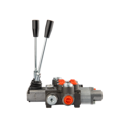 Hidraulinis skirstytuvas, 2 sekcijų, 40L, viena sekcija su fiksatoriumi, viena kryptimi į priekį