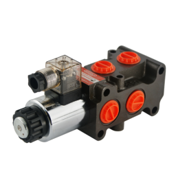 Elektromagnetinis vožtuvas, hidraulinis daliklis 6/2, 50 l/min, valdomas elektra, 24 V (kelionei)