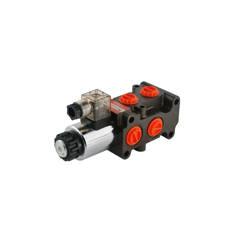 Elektromagnetinis vožtuvas, hidraulinis daliklis 6/2, 50 l/min, valdomas elektra, 24 V (kelionei)