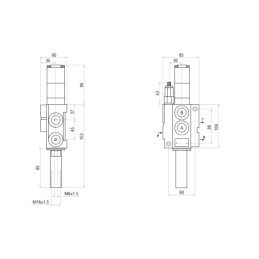 1 sekcijos hidraulinis skirstytuvas 40L su plūduriuojančia sekcija, valdomas trosu arba strypu