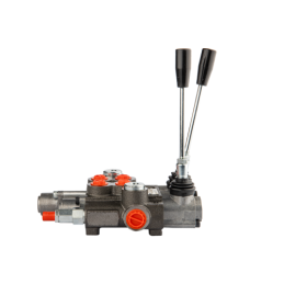 Hidraulinis skirstytuvas, 2 sekcijų, 40L, viena sekcija su fiksatoriumi, viena kryptimi į galą