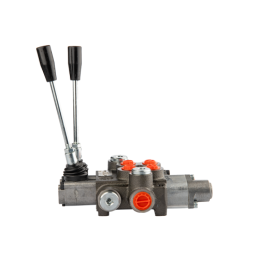 Hidraulinis skirstytuvas, 2 sekcijų, 40L, viena sekcija su fiksatoriumi, viena kryptimi į galą