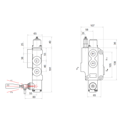 Hidraulinis skirstytuvas, 1 sekcija, 80L, su hidraulinio variklio fiksatoriumi