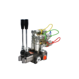 Dviejų sekcijų hidraulinis skirstytuvas 40L su greitųjų jungčių ir europinių lizdų rinkiniu