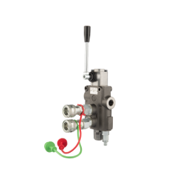 1 sekcijos hidraulinis skirstytuvas 80L su minkštų greitųjų jungčių komplektu, europietiškais lizdais