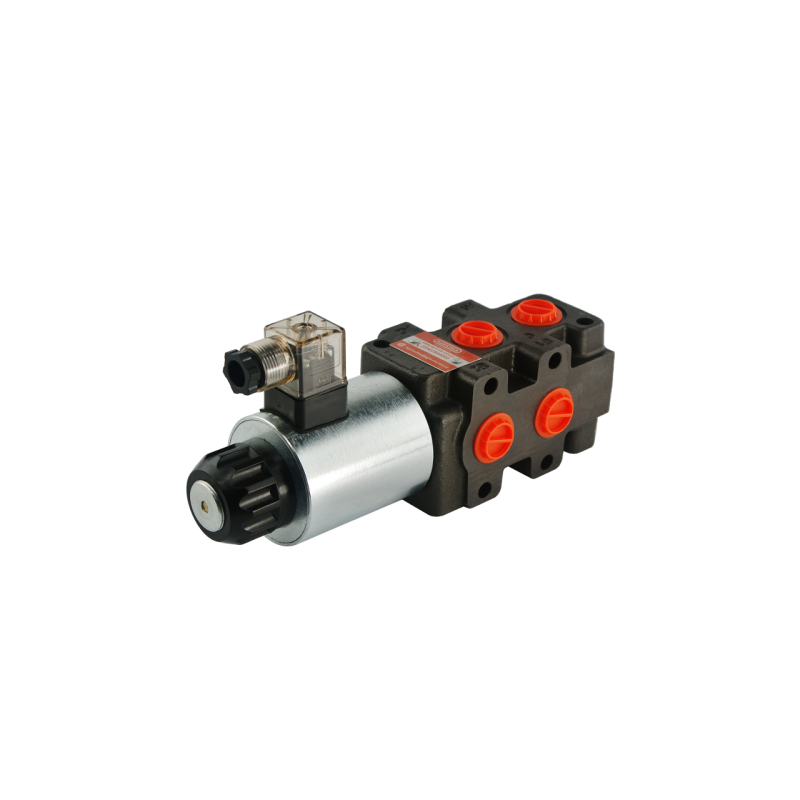 Elektromagnetinis vožtuvas, hidraulinis daliklis 6/2, 90 l/min, valdomas elektra, 24 V (kelionei)