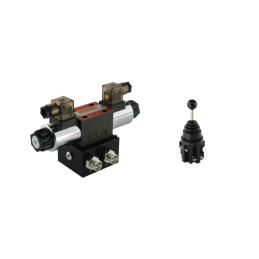 1 sekcijos hidraulinio bloko skirstytuvas, tipas CETOP 03 NG6, valdomas elektra 24 V, komplektuojamas su 5 padėčių elektrine val