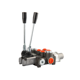 Hidraulinis skirstytuvas, 2 sekcijų, 40L, viena sekcija su fiksatoriumi, viena kryptimi į priekį