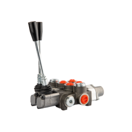 Hidraulinis skirstytuvas, 2 sekcijų, 40L, viena sekcija su fiksatoriumi, viena kryptimi į galą