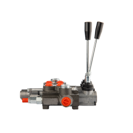 Hidraulinis skirstytuvas, 2 sekcijų, 40L, viena sekcija su fiksatoriumi, viena kryptimi į galą